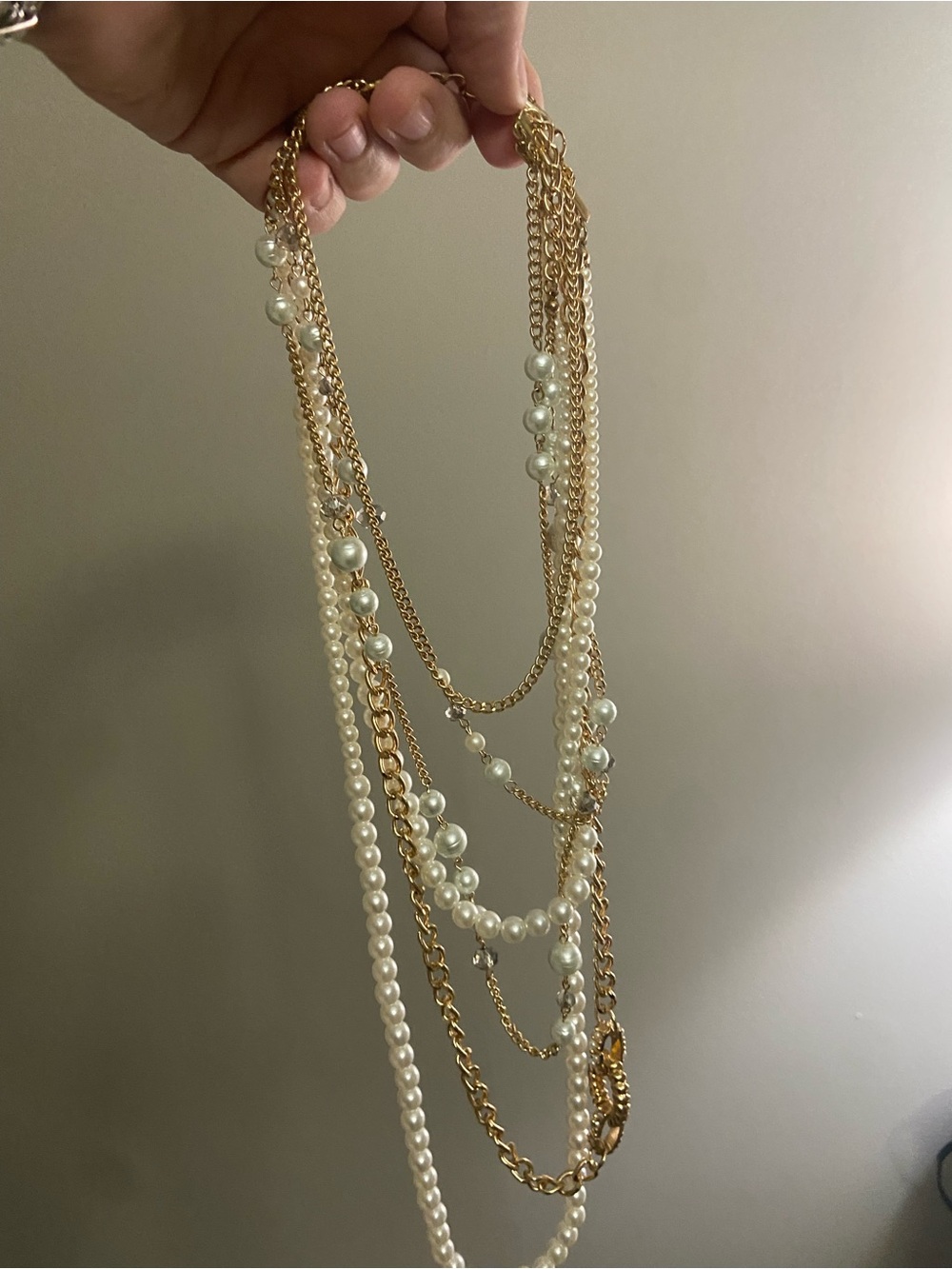 Gold and Pearl Multi-Strand Necklace - Elegant Layered Women’s Jewelry